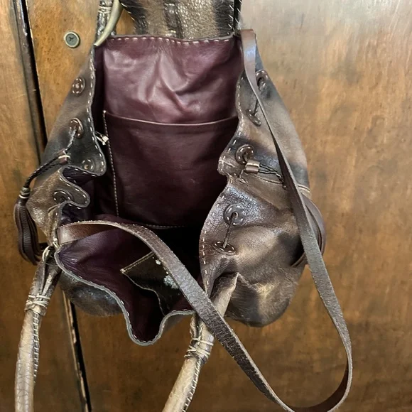 Genuine leather handbag  Western *** distressed*** made in Italy - Picture 7 of 8